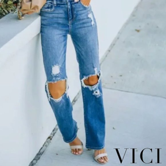 Vici Denim - EUC! VICI high rise distressed straight leg jeans - sz. 28